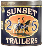 Sunset Trailers 2 for 5 cent Cigar Advertising Tin