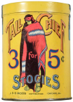 Tall Chief 3 for 5 cents Stogies Cigar Advertising Tin