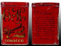 O K Special Short Cut Tobacco Vertical Pocket Tin