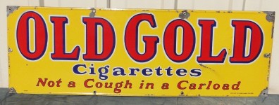 Old Gold Cigarettes Not a Cough in a Carload Porcelain Sign