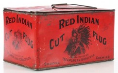 Red Indian Cut Plug Lunchbox Advertising Tobacco Tin