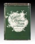 Reposed Chipped Plug Vertical Pocket Advertising Tin