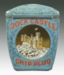 Rock Castle Chip Plug Unique Shape Pocket Advertising Tin