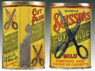 Scissors Cut Plug Mild Tobacco Vertical Pocket Advertising Tin