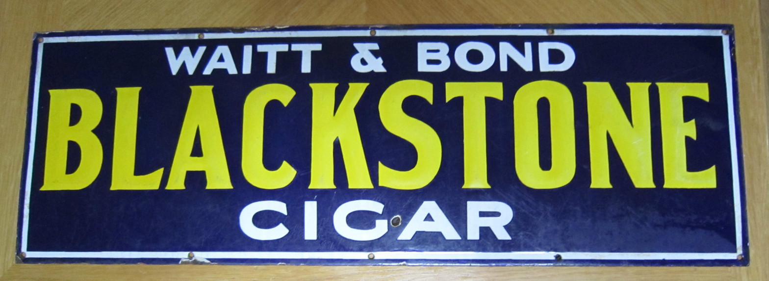 Waitt And Bond Blackstone Cigar Sign Antique Tins Waitt And Bond Blackstone Cigar Sign